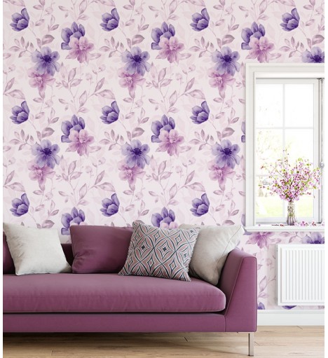 Papel de parede roxo, pink e com fundo em tons claros de roxo