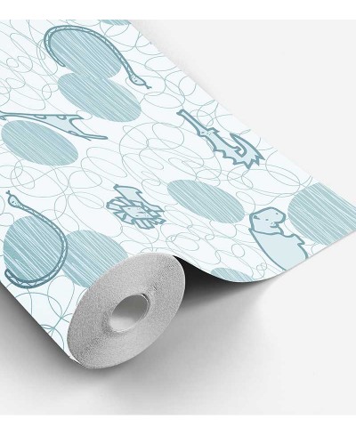 Papel de Parede Bebê Safari Azul Papel de Parede Bebê Safari Azul