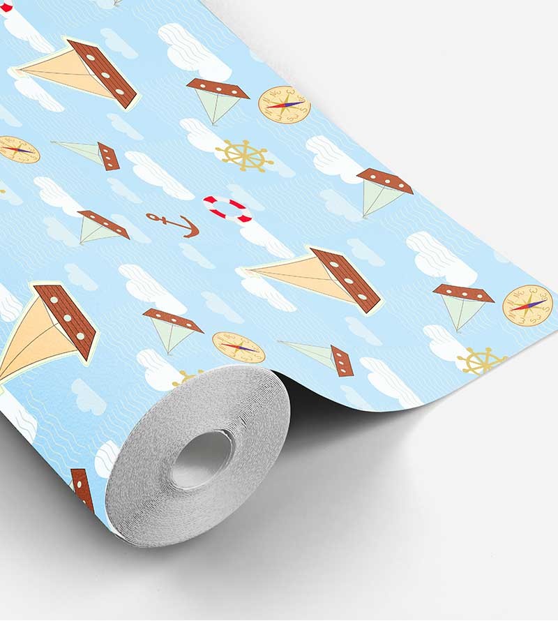 Papel de Parede Bebê Barquinhos Cartoon