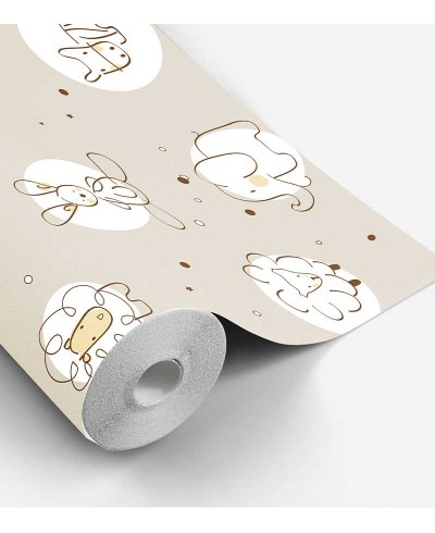 Papel de Parede Bebê Marrom Claro Animais