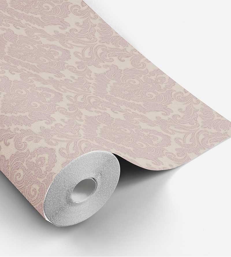 Papel de Parede Budapeste em Tons de Nude, Cinza, Bege e lilás claro.