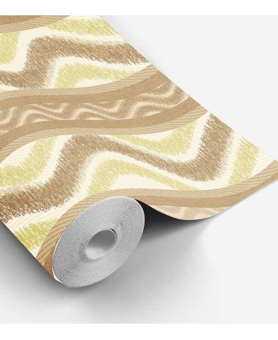 Papel de parede em tons marrom, amarelo e fundo branco - Contemporâneo 01