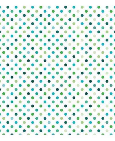 Papel de parede poá com fundo branco claro e desenhos em tons verde e azul - Poá 37 Papel de parede poá com fundo branco claro e desenhos em tons verde e azul - Poá 37