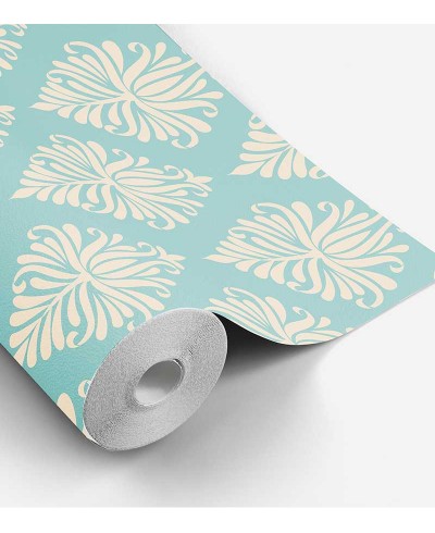 Papel de parede com Fundo Verde com detalhes em tons de Bege