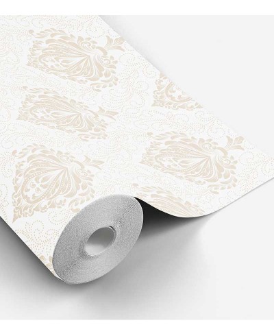 Papel de parede com Fundo Branco com Detalhes em Tons de bege