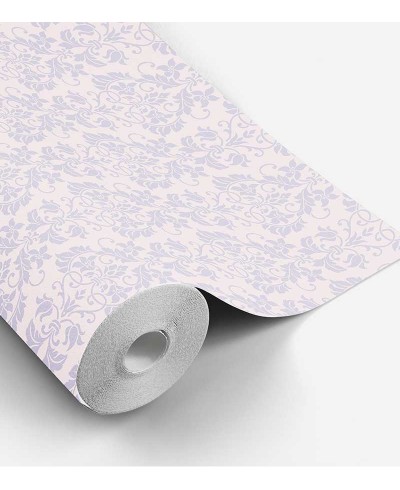 Papel de parede com fundo rosa claro e desenhos em tons lilás - Damask 22 Papel de parede com fundo rosa claro e desenhos em tons lilás - Damask 22