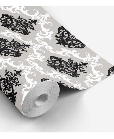 Papel de parede com fundo cinza e detalhes em branco e preto Papel de parede com fundo cinza e detalhes em branco e preto