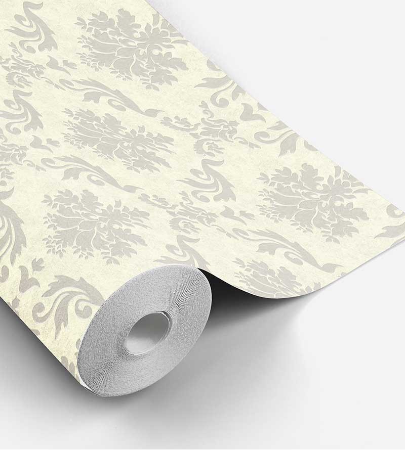 Papel de parede em tons de verde e cinza- Damask 28