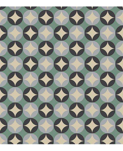 Papel de parede em tons de bege, cinza, preto e verde - Retro 42