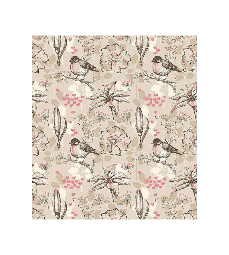 Papel de parede em tons marrom com detalhes em cinza e rosa - Retro 65