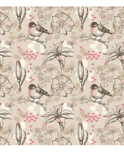 Papel de parede em tons marrom com detalhes em cinza e rosa - Retro 65 Papel de parede em tons marrom com detalhes em cinza e rosa - Retro 65