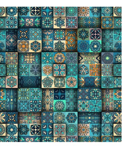 Papel de parede mandala azulejos coloridos