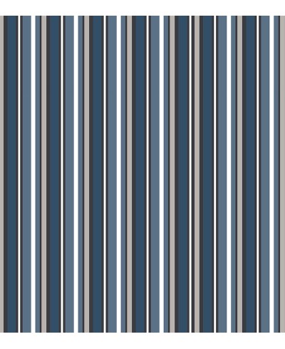 Papel de parede listrado em azul e cinza