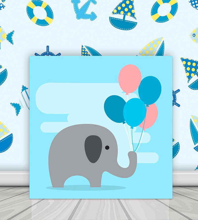 Quadro Elefante Cute com Balões
