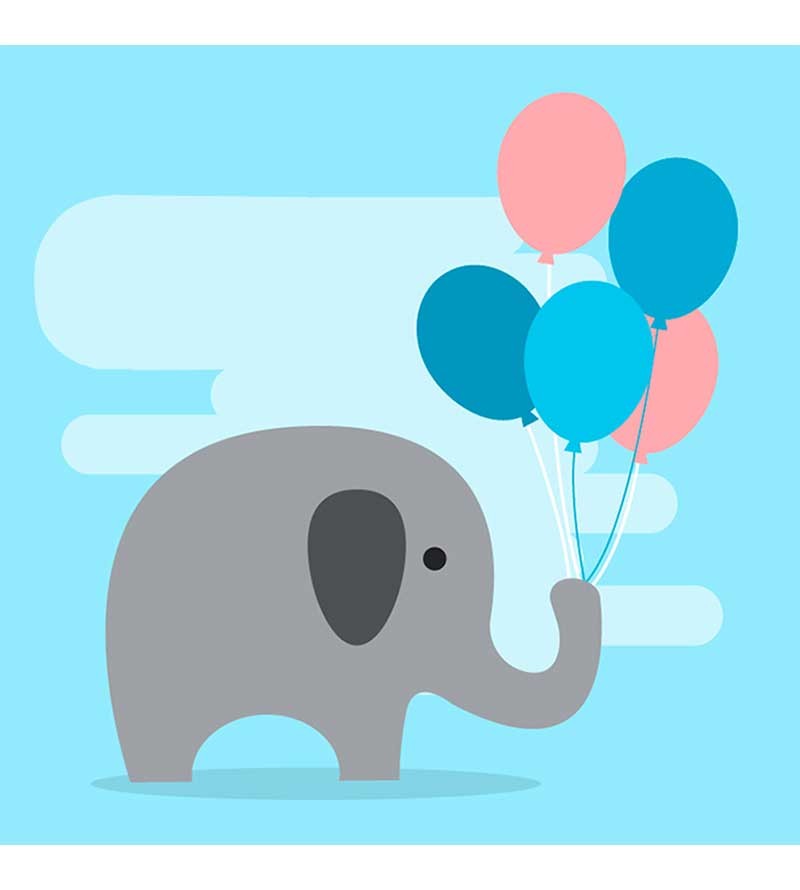 Quadro Elefante Cute com Balões