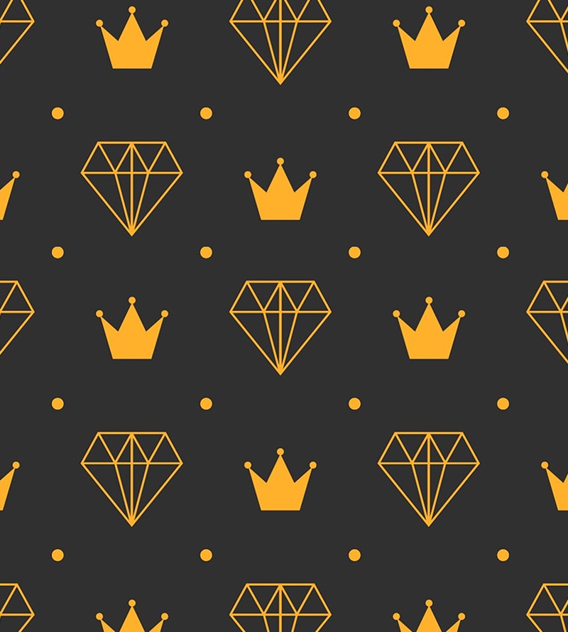Papel de Parede Diamante Coroa em Preto e Laranja
