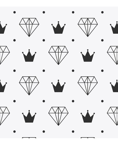 Papel de Parede Diamante e Coroas em Preto e Branco Papel de Parede Diamante e Coroas em Preto e Branco