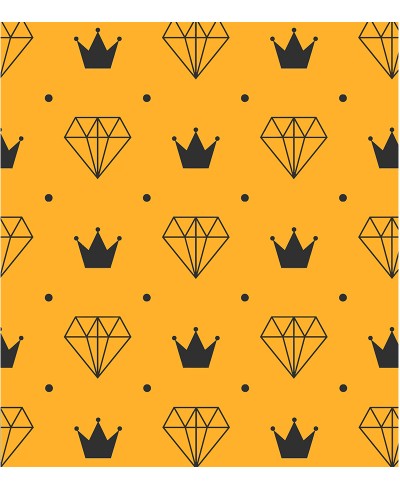 Papel de Parede Diamante e Coroas em Laranja e Preto Papel de Parede Diamante e Coroas em Laranja e Preto