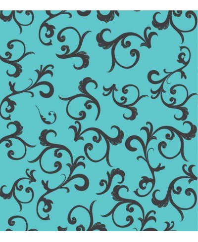 Papel de parede com fundo azul tifany e com floral em preto - Turquesa 07 Papel de parede com fundo azul tifany e com floral em preto - Turquesa 07