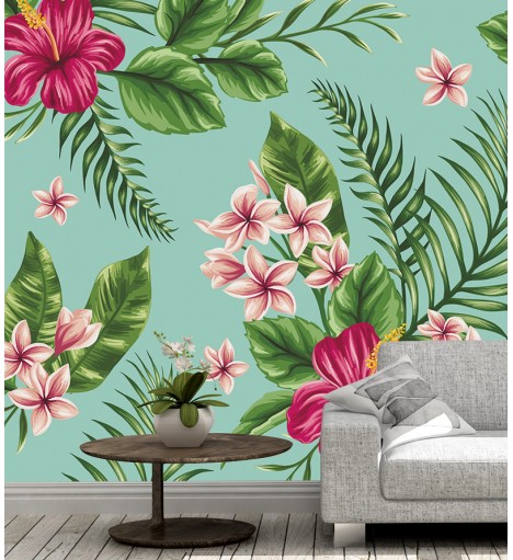 Papel de Parede Fotomural Folhagens verdes e amarelos