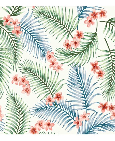 Papel de Parede Fotomural Folhagens Verdes e Azuis Papel de Parede Fotomural Folhagens Verdes e Azuis