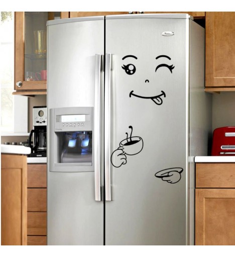 Adesivo Rosto Com Café para Geladeira