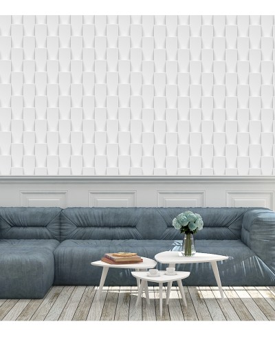 Papel de Parede Geométrico 3D Moldura Gesso Tijolinho Papel de Parede Geométrico 3D Moldura Gesso Tijolinho