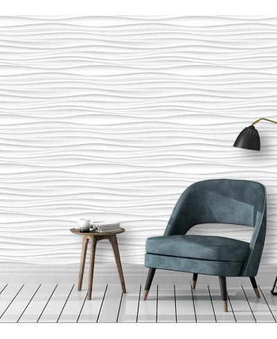 Papel de Parede Ondas Horizontais 3d tons de cinza e branco