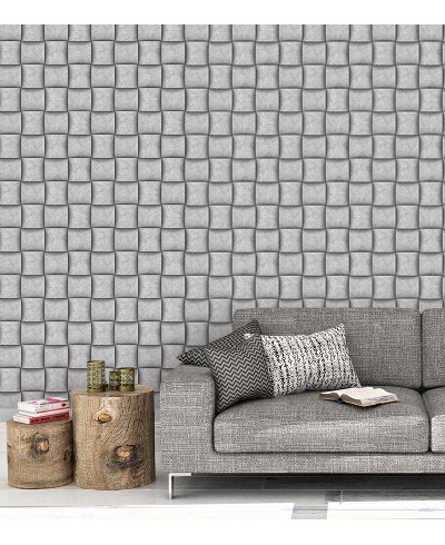 Papel de Parede 3d Tacos Quadrados Geométricos em Cinza Papel de Parede 3d Tacos Quadrados Geométricos em Cinza