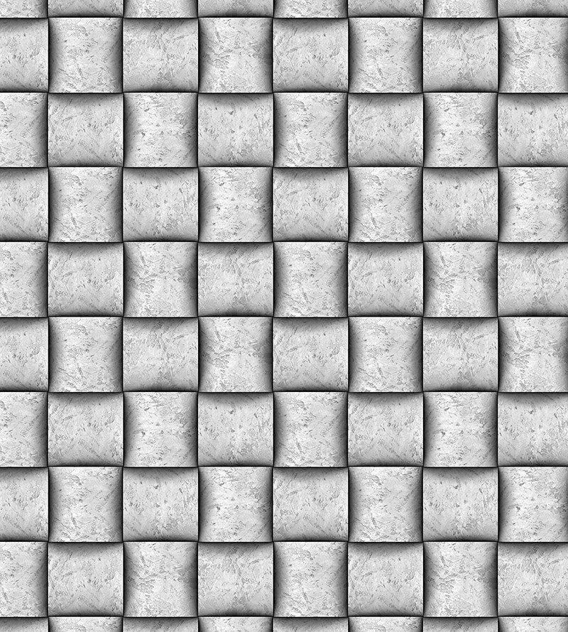 Papel de Parede 3d Tacos Quadrados Geométricos em Cinza