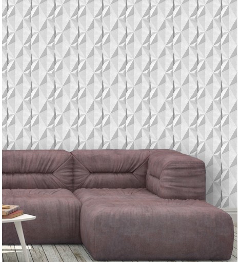 Papel de Parede Triangular 3d Cinza e Branco