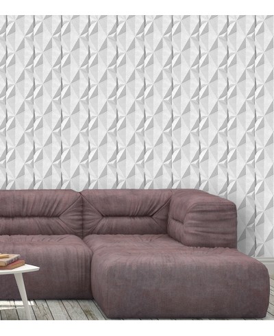 Papel de Parede Triangular 3d Cinza e Branco Papel de Parede Triangular 3d Cinza e Branco