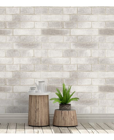 Papel de Parede Tijolo Branco e Bege