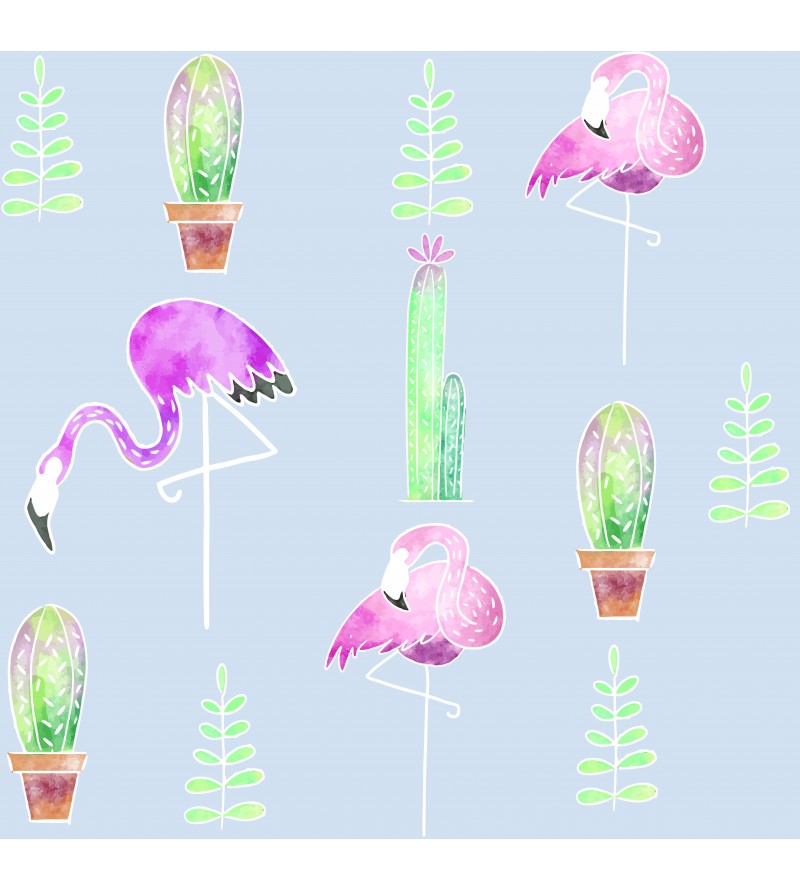 Papel de parede adesivo Tropical Flamingo