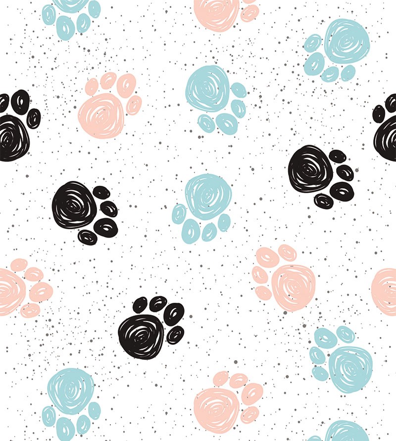 Papel de Parede Temático Patas com Detalhes Coloridos