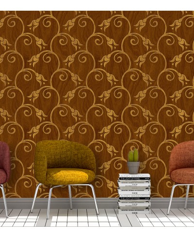 Papel de Parede em Fundo Madeira com Desnhos de Flores Papel de Parede em Fundo Madeira com Desnhos de Flores