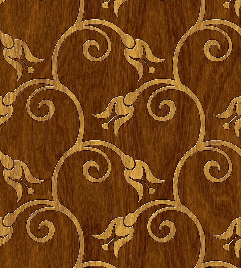 Papel de Parede em Fundo Madeira com Desnhos de Flores