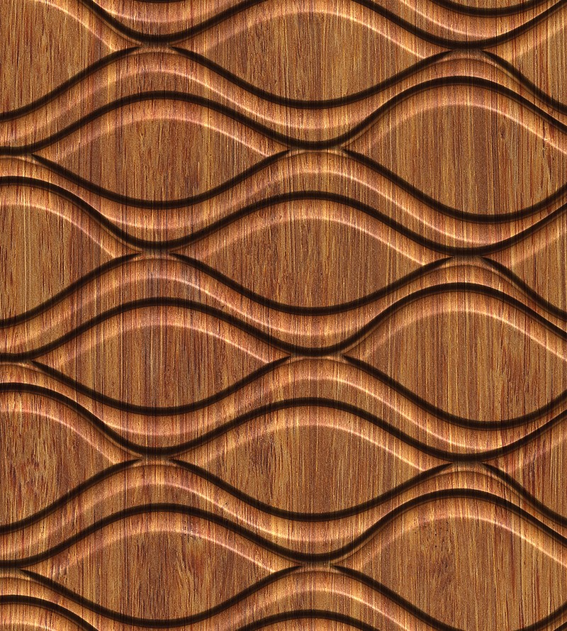 Papel de Parede Madeirado com Desenhos de Ondas