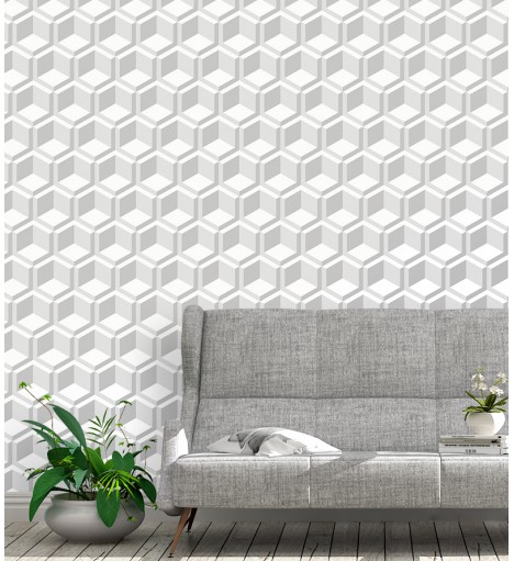 Papel de Parede Hexágono em Blocos 3d