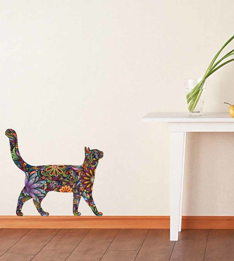 Adesivo Gatinho Flor Floral Paisley