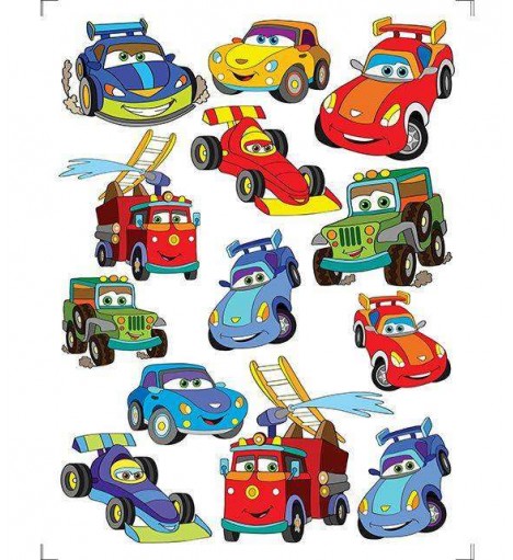 Sticker de carros, de policia, de bombeiro, de corrida, coloridos masculino de cores sortidas