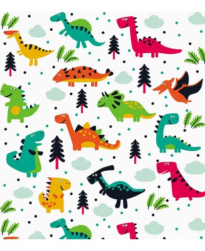 Papel de parede com dinossauros com cores vivas e variadas, vermelho, verde azul e derivadas - Infantil 230