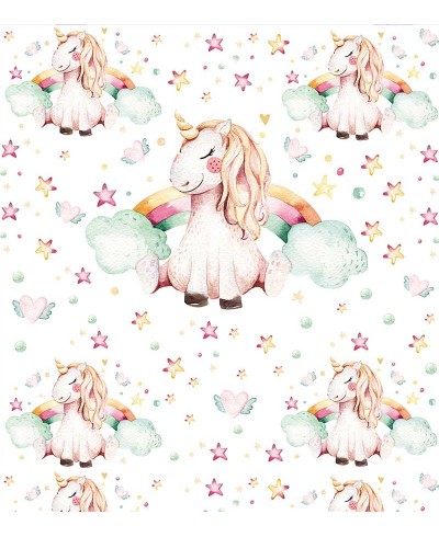 Papel de parede com unicórnios em tons rosas claros e derivados - Infantil 234