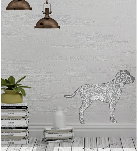 Adesivo Cachorro Paisley em Tons de Cinza