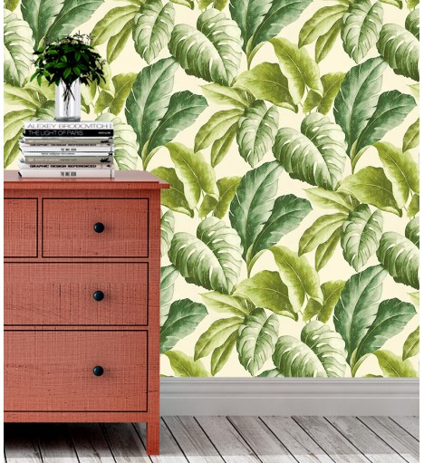Papel de Parede Folhagem Tropical Folhas Verdes