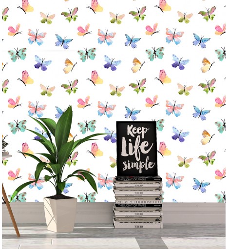 Papel de Parede Borboletas Coloridas