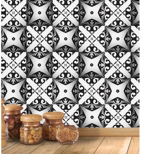 Adesivo Azulejo 3d em Preto e Branco