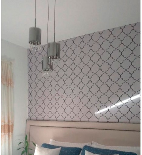 Papel de parede em tons cinza e com detalhes pretos - Geométrico 17