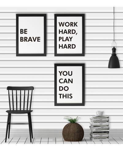 Kit de Quadros Be Brave, Work Hard Play Hard, You Can Do This c/ Moldura Kit de Quadros Be Brave, Work Hard Play Hard, You Can Do This c/ Moldura