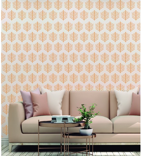 Papel de parede Folhagem geométrica em cores de amarelo.